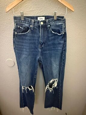 pistola Distressed Straight Leg Jeans in Dark Blue Wash